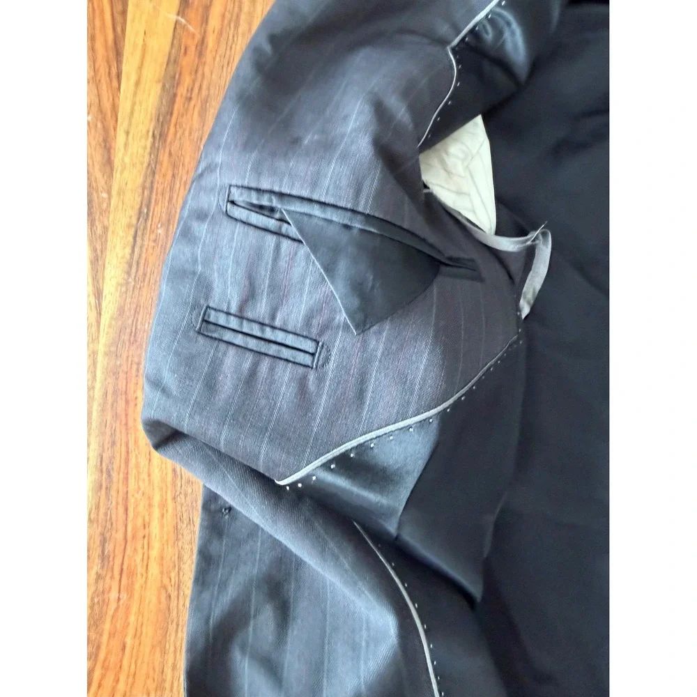 Banana Republic Men's 44L Black Pinstripe Wool Blend Sport Coat Blazer Long